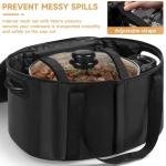 LASUK Portable Slow Cooker Travel Bag, Isulated Carrier Case Tote for 4-8 Quart Crock Carrier Compatible with Else Brands, Internal Mesh Net Holds Pot in Place, For Travel, Outdoor, Picnic, Black