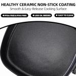 I-Keukenn 7" Electric Skillet with Lid, Non-Stick Ceramic Electric Frying Pan, 600W Single-Serve Grill with Adjustable Temperature Control for Pancakes, Eggs & Sausage