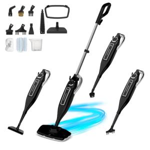 Rosewill 11-in-1 Steam Mop, 260°F Handheld Steam Cleaner, 1200W Detachable Steam Mops for Floor Cleaning, Removable Tank, Multi-Purpose Steamer for Hardwood, Tile, Grout, Furniture - Black