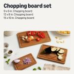 Amazon Basics Wooden Chopping Boards, 3-Piece Set, Acacia Wood, Pre-Oiled with Juice Groove