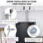 New Adjustable Dual Tap Kegerator Tower Beer Tap Tower with 1/4" Barb, 3" Draft Beer Dispenser Keg Tower, 304 Stainless Steel Core Self-Closing Beer Faucet with Pre-Assembled Kegerator Parts Kits