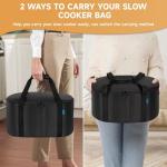 LASUK Portable Slow Cooker Travel Bag, Isulated Carrier Case Tote for 4-8 Quart Crock Carrier Compatible with Else Brands, Internal Mesh Net Holds Pot in Place, For Travel, Outdoor, Picnic, Black