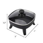 I-Keukenn 7" Electric Skillet with Lid, Non-Stick Ceramic Electric Frying Pan, 600W Single-Serve Grill with Adjustable Temperature Control for Pancakes, Eggs & Sausage