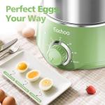 Hard Boiled Egg Cooker - CACHOO 14-Egg Rapid Stainless Steel Egg Boiler with 30-Min Timer & Auto Shut Off, Compact Electric Vegetable Steamer for Cooking, Dishwasher Safe, Retro Green