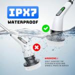 Electric Spin Scrubber for Bathroom: Shower Scrubber with Long Handle, Dual Speed Cordless Power Cleaning Scrub, 7 Brush Heads, IPX7 Waterproof Heavy Duty Cleaner Tools for Tub Tile Grout Wall