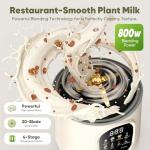 Nut Milk Maker, Milk Maker Machine 10-in-1 Plant Milk Maker for Almond Soy Oat, 55oz, 800W Hot & Cold, One-Touch Auto Clean, 12H Delay Start, 4H Keep Warm