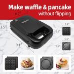 HeHoGoGo 2-in-1 Waffle Maker Pancake Maker with Removable Plates