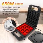 HeHoGoGo 2-in-1 Waffle Maker Pancake Maker with Removable Plates