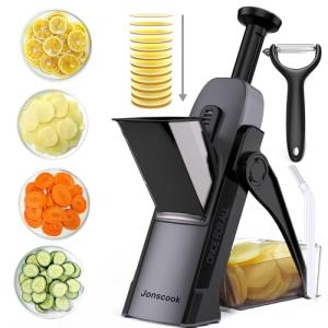 Safe Mandoline Slicer for Kitchen, Adjustable Thickness 0.1-8 mm, Professional Vegetable Slicer, Potato Slicer, Food Chopper French Fry Cutte, Mandolin, Chopping Artifact Fast Veggie (Black Knight)