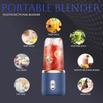 Paramexview® Portable Blender 14oz for Juices & Smoothies with 6 blades Puwerful performances Fusion Blender | USB Rechargeable, Lid, Cup included | Fit for travel and outdoor activities (Navy Blue)