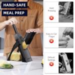 Safe Mandoline Slicer for Kitchen, Adjustable Thickness 0.1-8 mm, Professional Vegetable Slicer, Potato Slicer, Food Chopper French Fry Cutte, Mandolin, Chopping Artifact Fast Veggie (Black Knight)