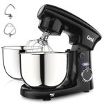 Camic Stand Mixer, 4.2QT+5.3QT Two bowls Electric Food Mixer, 10 Speeds with Digital setting 3-IN-1 Kitchen Mixer for Baking Cakes Cookie Bread Salad with Egg Whisk,Dough Hook,Flat Beater (Black)
