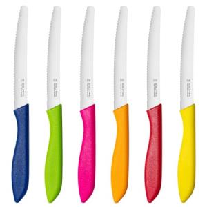 targzier Steak Knives Set of 6, Sharp Serrated Steak Knives,Premium Stainless Steel Steak Knife Set,Colorful Tomato Knife,Steak Knifes for Kitchen/Hotel/Restaurant,Multi-Color