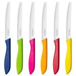 targzier Steak Knives Set of 6, Sharp Serrated Steak Knives,Premium Stainless Steel Steak Knife Set,Colorful Tomato Knife,Steak Knifes for Kitchen/Hotel/Restaurant,Multi-Color