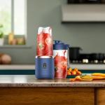 Paramexview® Portable Blender 14oz for Juices & Smoothies with 6 blades Puwerful performances Fusion Blender | USB Rechargeable, Lid, Cup included | Fit for travel and outdoor activities (Navy Blue)