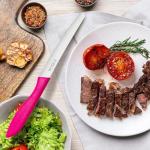 targzier Steak Knives Set of 6, Sharp Serrated Steak Knives,Premium Stainless Steel Steak Knife Set,Colorful Tomato Knife,Steak Knifes for Kitchen/Hotel/Restaurant,Multi-Color