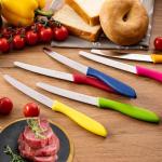 targzier Steak Knives Set of 6, Sharp Serrated Steak Knives,Premium Stainless Steel Steak Knife Set,Colorful Tomato Knife,Steak Knifes for Kitchen/Hotel/Restaurant,Multi-Color