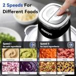 Mooye Food Processors Electric Food Chopper with Meat Grinder & Vegetable Chopper - 3 Bowls(8Cup+8Cup+3Cup) with Powerful Copper Motor - Includes 3 Sets of Bi-Level Blades for Fruits/Meat/Nuts