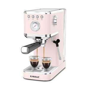 CHULUX Slim Espresso Machine with Milk Frother, 20 Bar Professional Italian Pump Espresso Coffee Machine for Home Cappuccino & Latte Maker, Stainless Steel, Pink