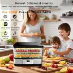 Food Dehydrator Machine-Dehydrators for Jerky Beef Fruit, 300W 158 ℉ Temperature Control & 24H Timer Food Dryer with 5 BPA-Free Trays Fruit Dryer for Herb, Fruit, Dog Treats (Black)