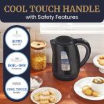 Elite Gourmet EKT8690X 1.7L Electric Tea Kettle 1500W, Hot Water Heater Boiler BPA-Free, Fast Boil, Water Level Window and Auto Shut-Off, Black