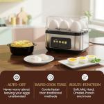 Elite Gourmet Digital Egg Cooker, 6 Egg Capacity, Soft/Medium/Hard Boiled, Poach & Omelet, One-Touch Graphic Display, Auto Shut-Off, Stainless Steel Heating Plate & Housing