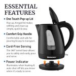 Elite Gourmet EKT8690X 1.7L Electric Tea Kettle 1500W, Hot Water Heater Boiler BPA-Free, Fast Boil, Water Level Window and Auto Shut-Off, Black