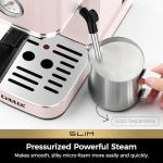CHULUX Slim Espresso Machine with Milk Frother, 20 Bar Professional Italian Pump Espresso Coffee Machine for Home Cappuccino & Latte Maker, Stainless Steel, Pink