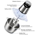 Mooye Food Processors Electric Food Chopper with Meat Grinder & Vegetable Chopper - 3 Bowls(8Cup+8Cup+3Cup) with Powerful Copper Motor - Includes 3 Sets of Bi-Level Blades for Fruits/Meat/Nuts