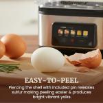 Elite Gourmet Digital Egg Cooker, 6 Egg Capacity, Soft/Medium/Hard Boiled, Poach & Omelet, One-Touch Graphic Display, Auto Shut-Off, Stainless Steel Heating Plate & Housing