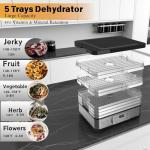 Food Dehydrator Machine-Dehydrators for Jerky Beef Fruit, 300W 158 ℉ Temperature Control & 24H Timer Food Dryer with 5 BPA-Free Trays Fruit Dryer for Herb, Fruit, Dog Treats (Black)