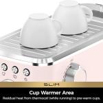 CHULUX Slim Espresso Machine with Milk Frother, 20 Bar Professional Italian Pump Espresso Coffee Machine for Home Cappuccino & Latte Maker, Stainless Steel, Pink