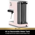 CHULUX Slim Espresso Machine with Milk Frother, 20 Bar Professional Italian Pump Espresso Coffee Machine for Home Cappuccino & Latte Maker, Stainless Steel, Pink