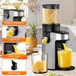 CFR637 Juicer Machines,400W Cold Press Juicer,4.9"Wide Feed Chute Slow Masticating Juicer for Whole Vegetables & Fruits,High Juice Yield,Easy to Clean,Advanced Touch Sensing Switch(Silver)