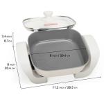 SugarWhisk 8-inch Ceramic Coated Electric Skillet with Lid, Non Stick Skillet Griddle Pan Electric, Rapid Heat Up, 650W, Breakfast Skillet, Kitchen Appliances for Cooking, White