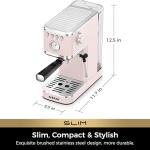 CHULUX Slim Espresso Machine with Milk Frother, 20 Bar Professional Italian Pump Espresso Coffee Machine for Home Cappuccino & Latte Maker, Stainless Steel, Pink