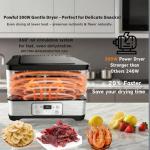 Food Dehydrator Machine-Dehydrators for Jerky Beef Fruit, 300W 158 ℉ Temperature Control & 24H Timer Food Dryer with 5 BPA-Free Trays Fruit Dryer for Herb, Fruit, Dog Treats (Black)