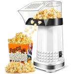 Vminno Hot Air Popcorn Popper Maker 4.5 Quarts - Oil-Free Electric Machine with Butter Melter, Measuring Cup, On/Off Switch, ETL Certified for Family Movie Nights & Parties(White)