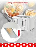 Betty Crocker 4-Slice Toaster, 1500W, Variable Toast Shade Control Dials, High Lift Feature, Cool Touch Housing, Bread Centering Guides, Drop Down Crumb Tray, BC-5635W, White