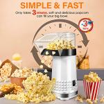 Vminno Hot Air Popcorn Popper Maker 4.5 Quarts - Oil-Free Electric Machine with Butter Melter, Measuring Cup, On/Off Switch, ETL Certified for Family Movie Nights & Parties(White)