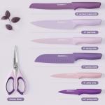 Astercook Knife Set, 13 Pieces Kitchen Knives Set with Healthy Anti-Rust Coating, Dishwasher Safe, Stainless Steel Chef Knife Sets with 6 Blade Guards, Perfect Holiday Gifts for Kitchen Purple