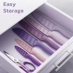 Astercook Knife Set, 13 Pieces Kitchen Knives Set with Healthy Anti-Rust Coating, Dishwasher Safe, Stainless Steel Chef Knife Sets with 6 Blade Guards, Perfect Holiday Gifts for Kitchen Purple