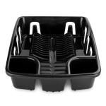 Dish Drying Rack with Drainboard Set, All-in-1 Kitchen Dishrack with Inclined Base for Quick Water Drainage, Black Plastic Dish Drainer