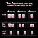 NOVO OVO Short Sharp Square White French Tip Nail Tips Press on BERRY PINK, Need Builder Gel Top Coat Nail Glue,Soft Gel Fake Nail Extension, Full Cover False Nails for Salon DIY x15 Sizes 240 pcs