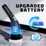 Shower Scrubber with Long Handle - Bathroom Power Electric Spin Scrubber for Cleaning Bathtub with 7 Brush Heads - Cordless IPX7 Waterproof Automatic for Grout, Tile, Tub, Toilet, Car