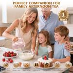 BAIGELONG Hand Electric Mixer, 5-Speed KitchenMixer with 5 * 304 Stainless Steel Attachments + Storage Base, 200W Portable Food Handheld Mixer for Baking, Whipping Cream, Cake Mixing, Pink