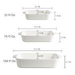 Sweejar Ceramic Baking Dish Set, Cake Baking Dish for Brownie, Porcelain Striped Casserole Dishes for Oven with Handle for Lasagna, Family Dinner(White)