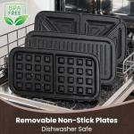 Waffle Maker with Removable Plates, 3-in-1 Sandwich maker and waffle and pancake maker, Nonstick Plates, 5-Level Browning Control & Ready Indicator Lights, Easy to Clean for Family Breakfast