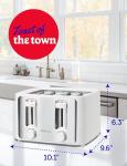 Betty Crocker 4-Slice Toaster, 1500W, Variable Toast Shade Control Dials, High Lift Feature, Cool Touch Housing, Bread Centering Guides, Drop Down Crumb Tray, BC-5635W, White