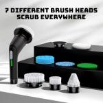 Shower Scrubber with Long Handle - Bathroom Power Electric Spin Scrubber for Cleaning Bathtub with 7 Brush Heads - Cordless IPX7 Waterproof Automatic for Grout, Tile, Tub, Toilet, Car